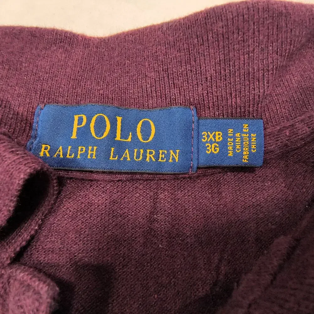 Polo Ralph Lauren Short Sleeve Collared Polo Shirt Mens Size 3XB Maroon Blue